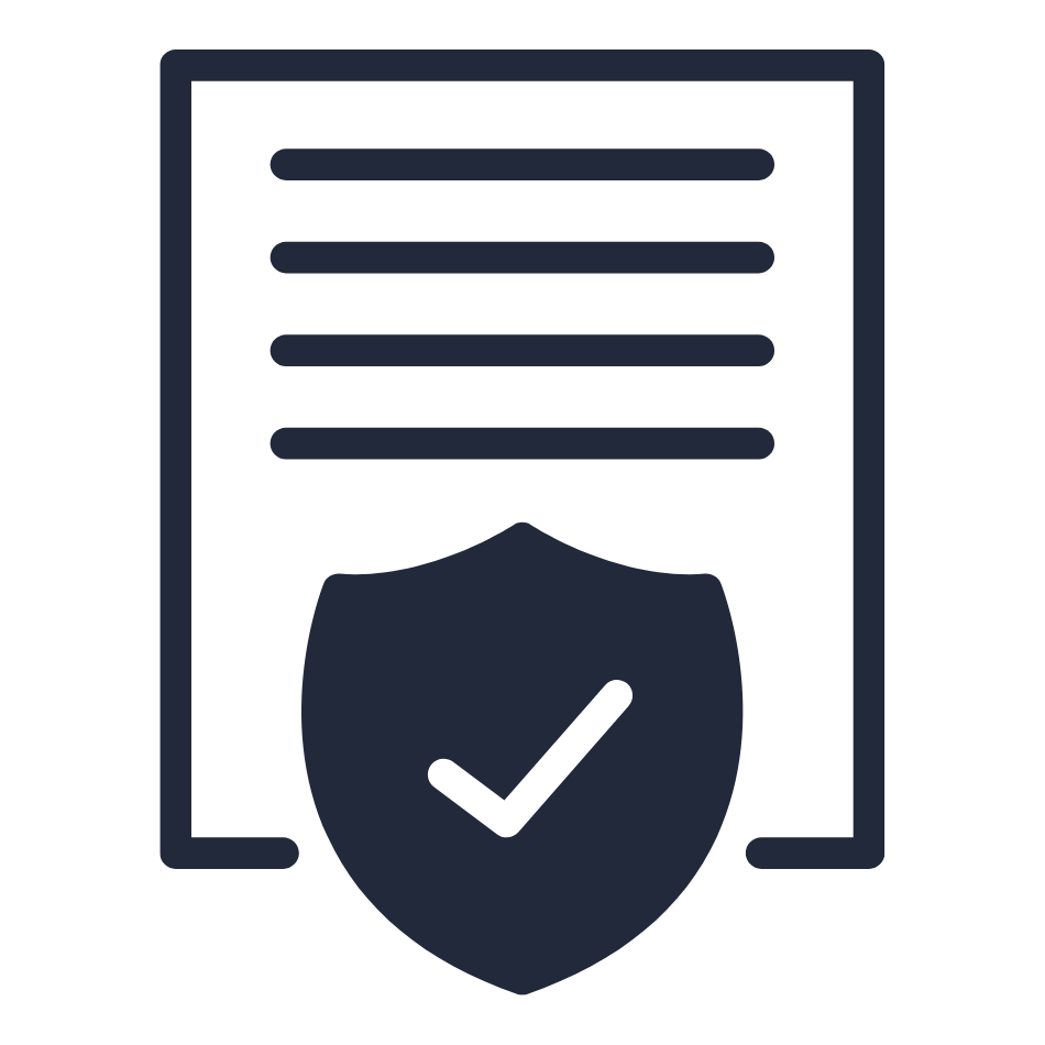 Икона на документ с щит Outin и отметка, символизираща сигурна или проверена информация.