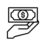 Линия на ръка, която държи поднос с банкнота, с името на продукта Такса наложен платеж и знака за долар. Линия на ръка, която държи поднос с банкнота, с името на продукта Такса наложен платеж и знака за долар.