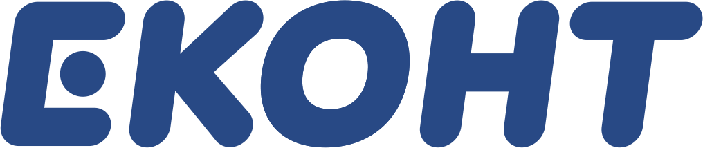 Синьо текстово лого, показващо думата "EKOHT" със заоблени, удебелени главни букви на светъл фон.